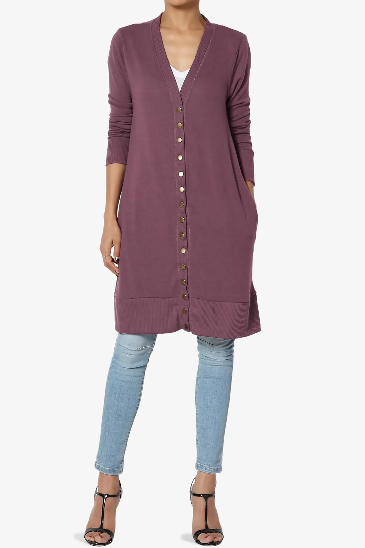 Braeden Snap Button Long Cardigan