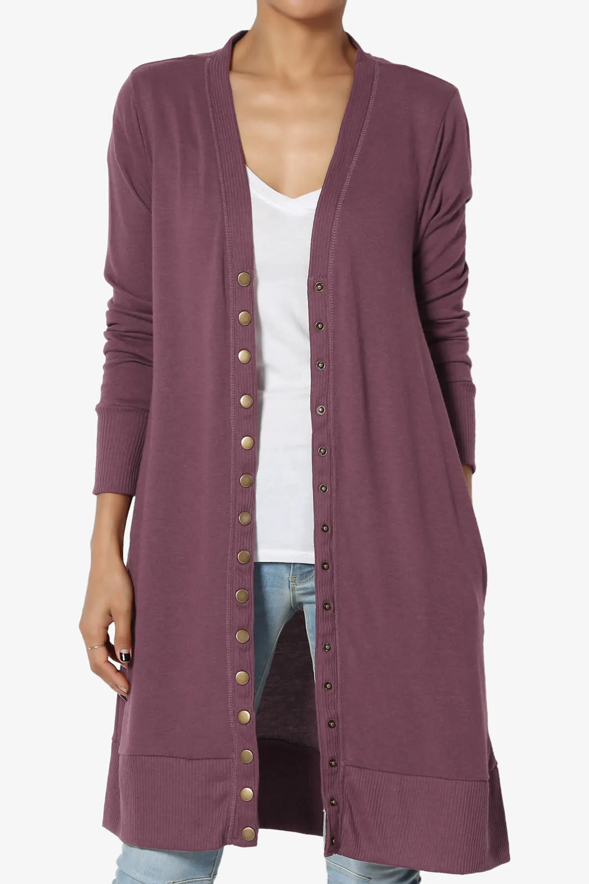 Braeden Snap Button Long Cardigan