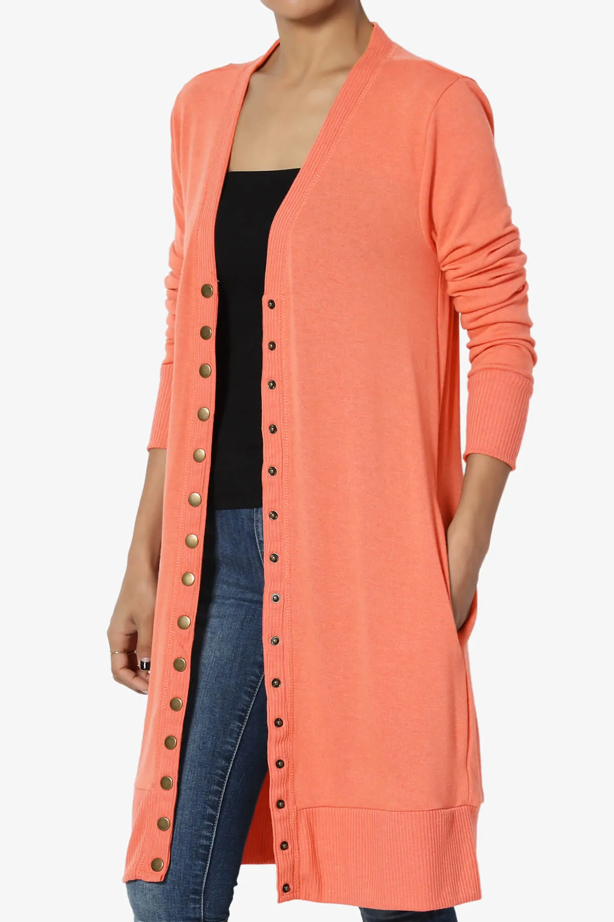Braeden Snap Button Long Cardigan