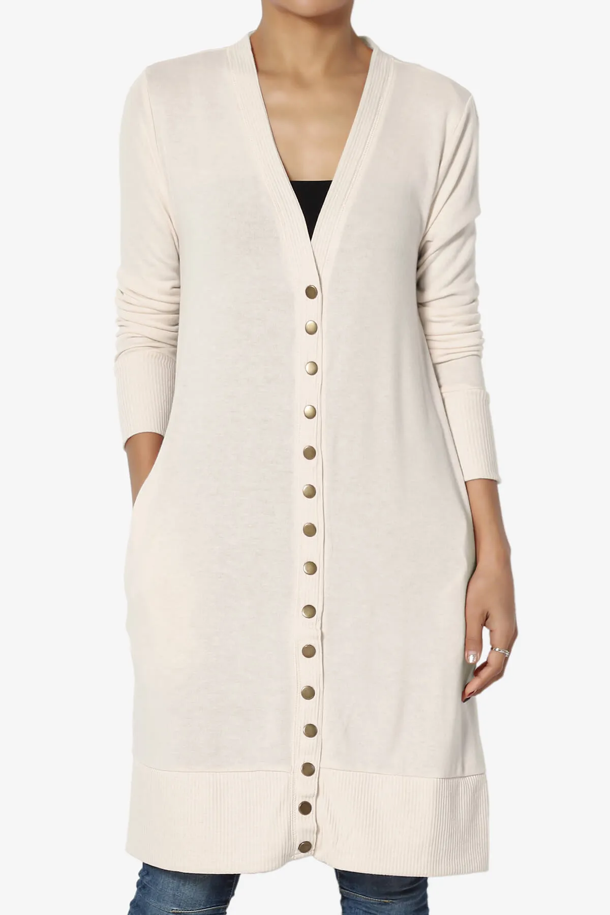 Braeden Snap Button Long Cardigan
