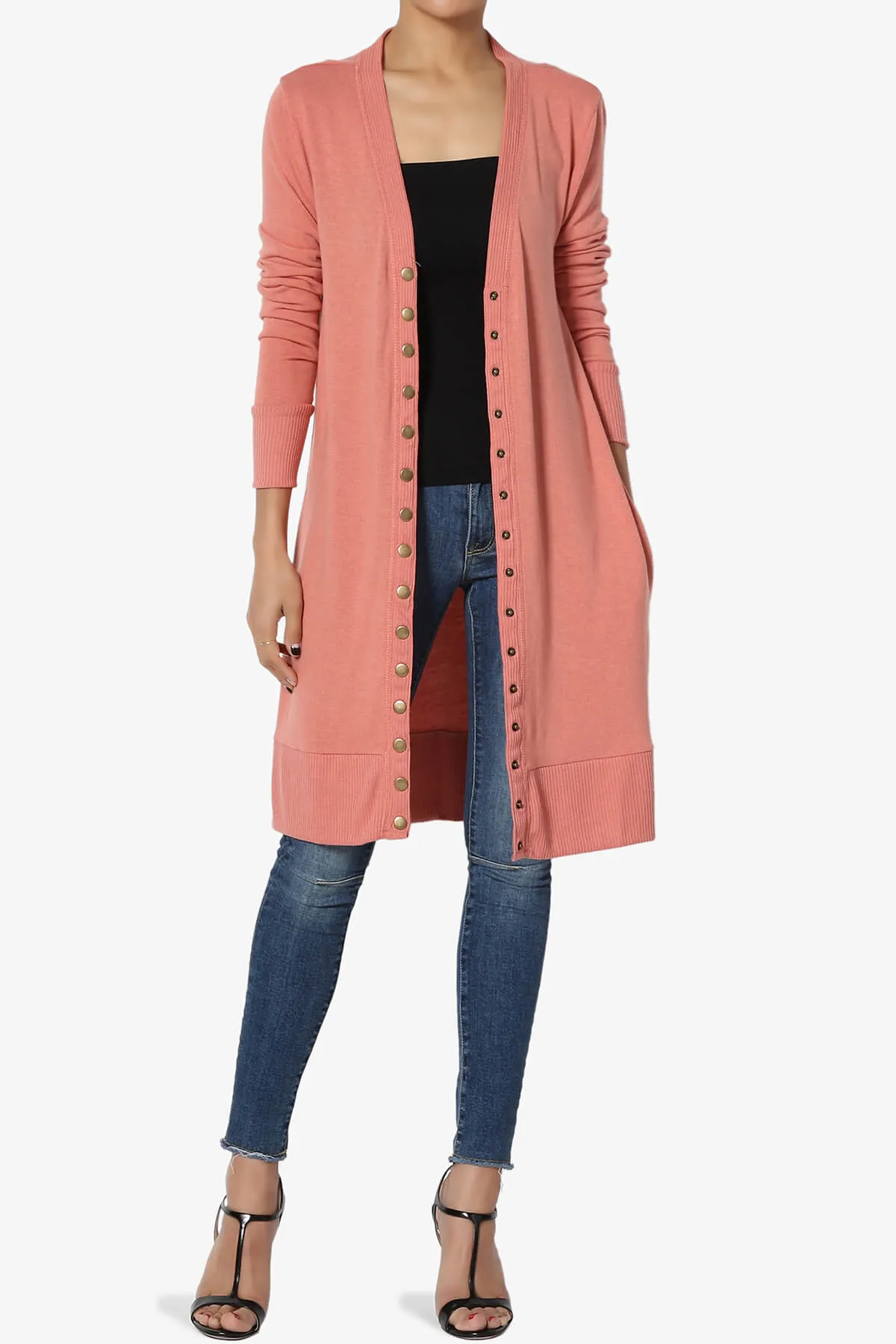 Braeden Snap Button Long Cardigan