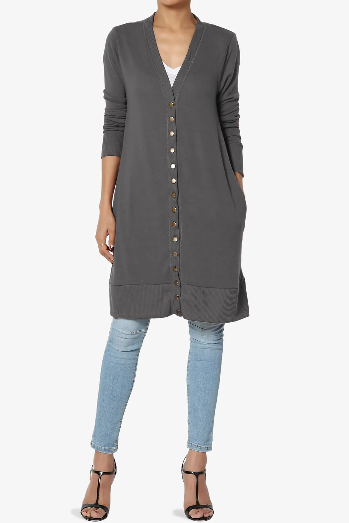 Braeden Snap Button Long Cardigan