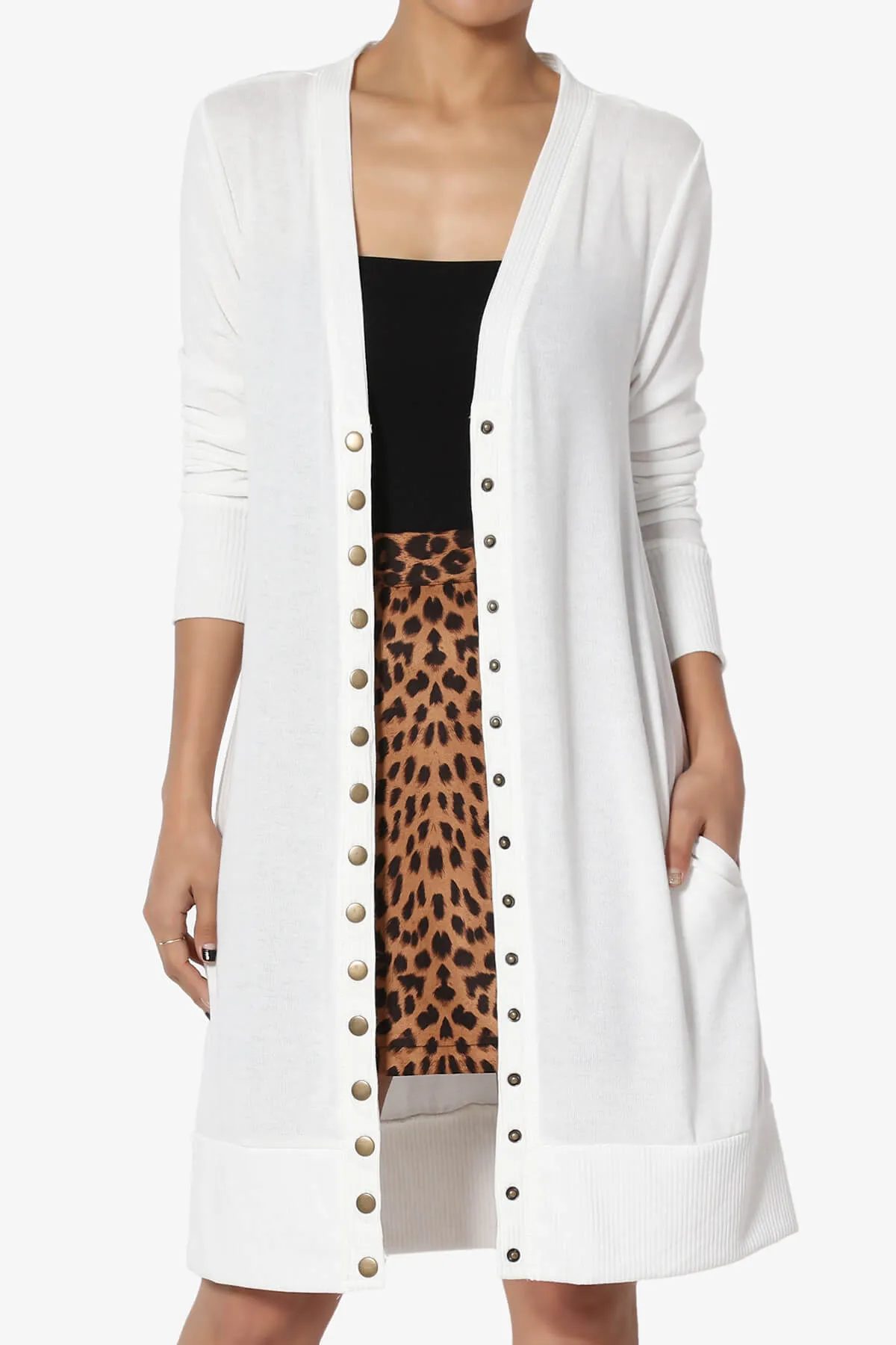 Braeden Snap Button Long Cardigan