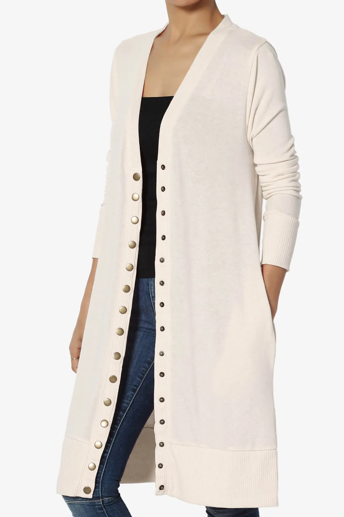 Braeden Snap Button Long Cardigan
