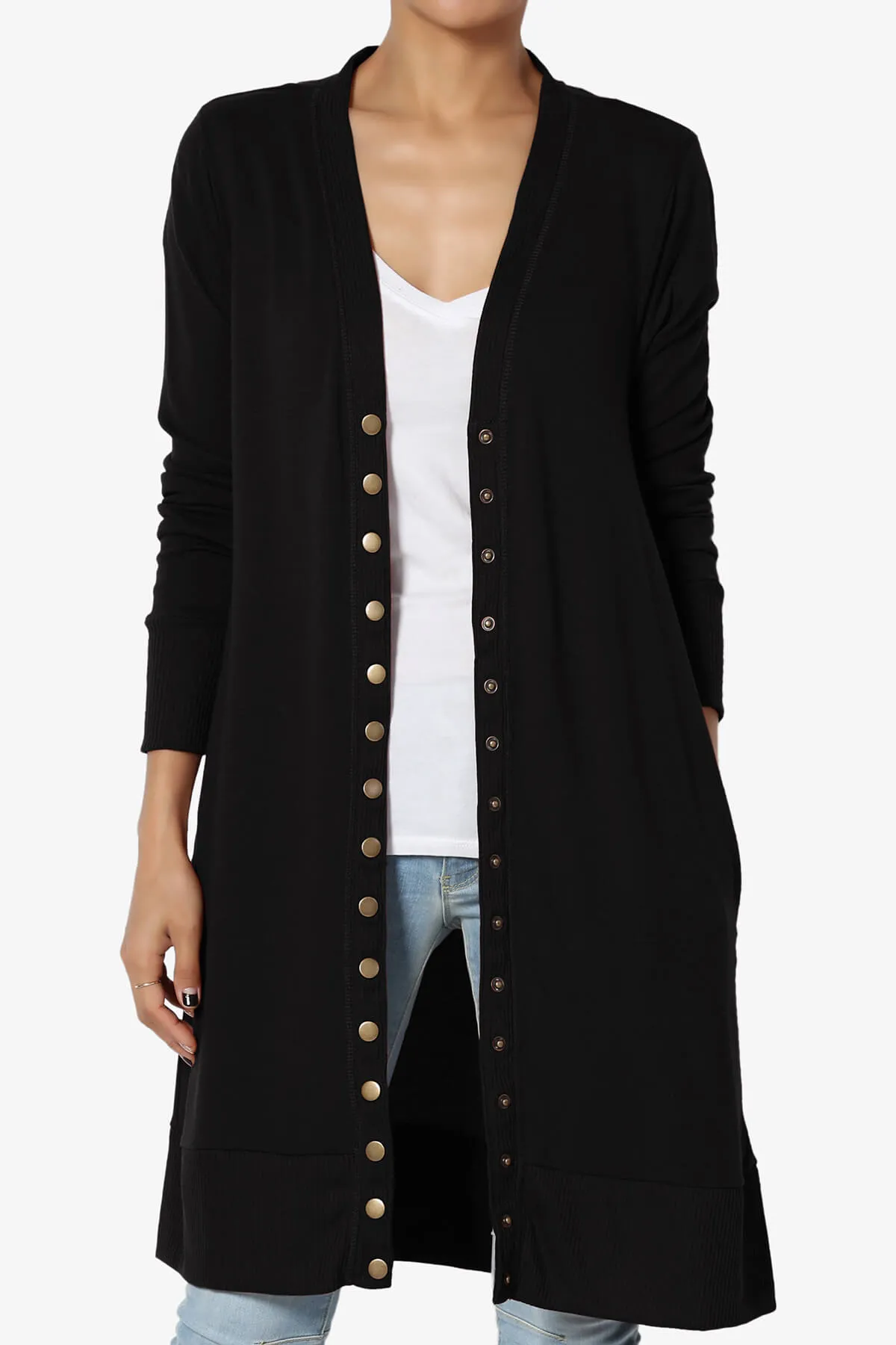 Braeden Snap Button Long Cardigan