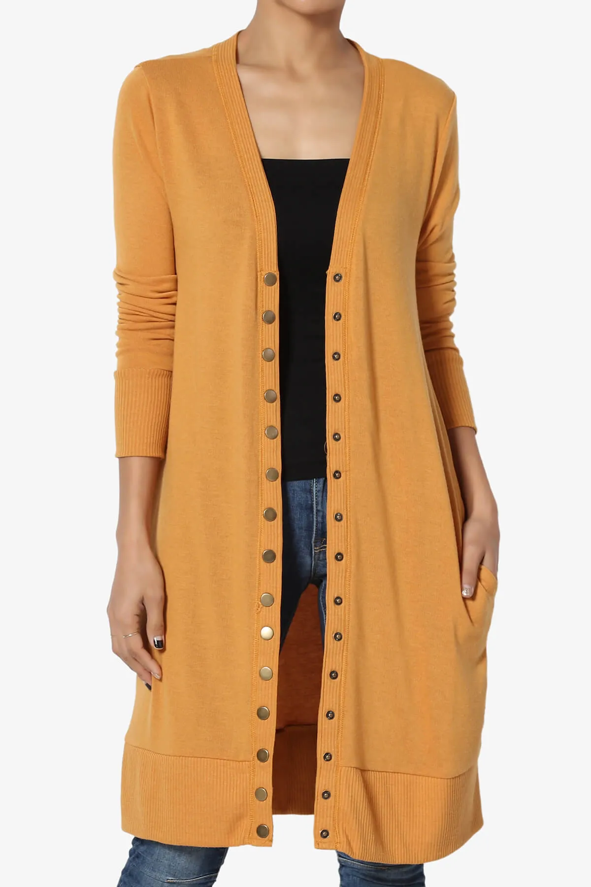 Braeden Snap Button Long Cardigan