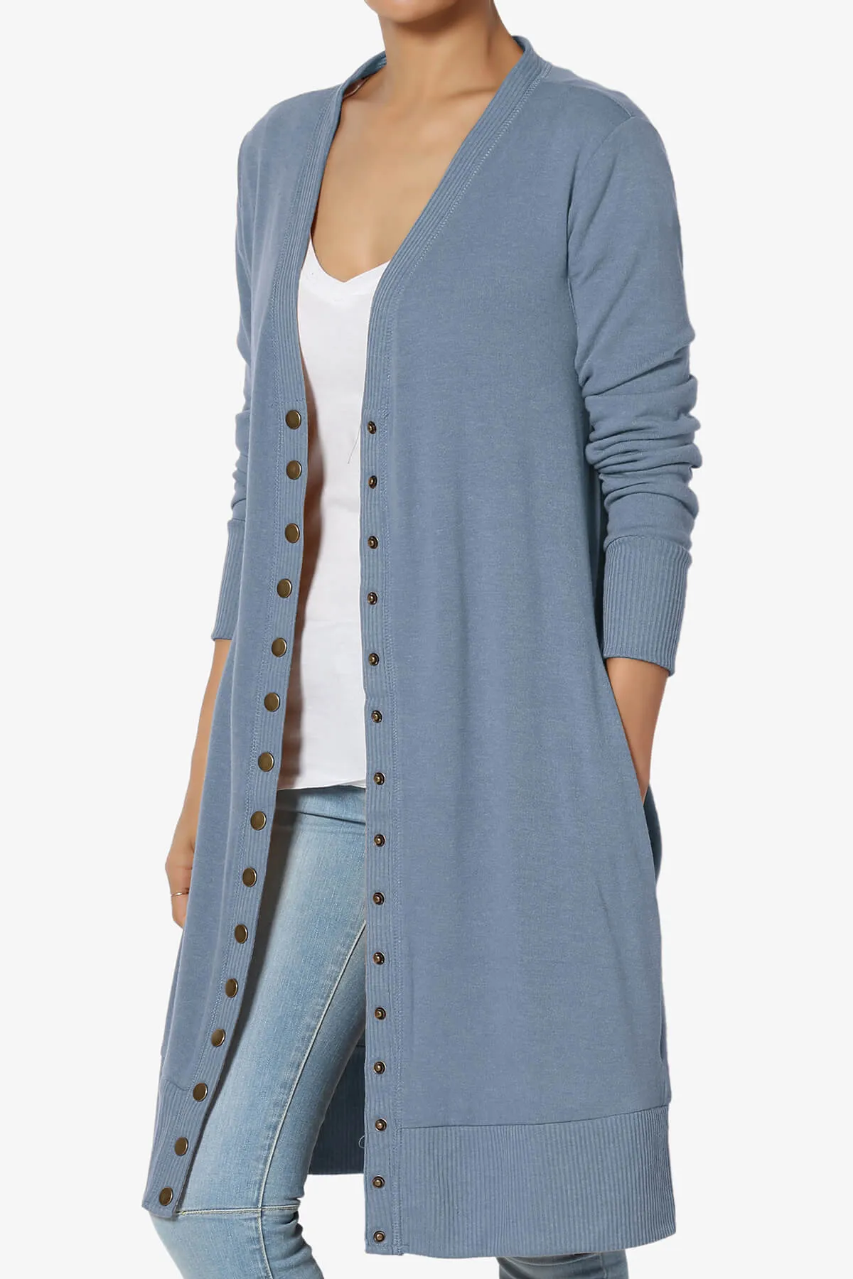 Braeden Snap Button Long Cardigan