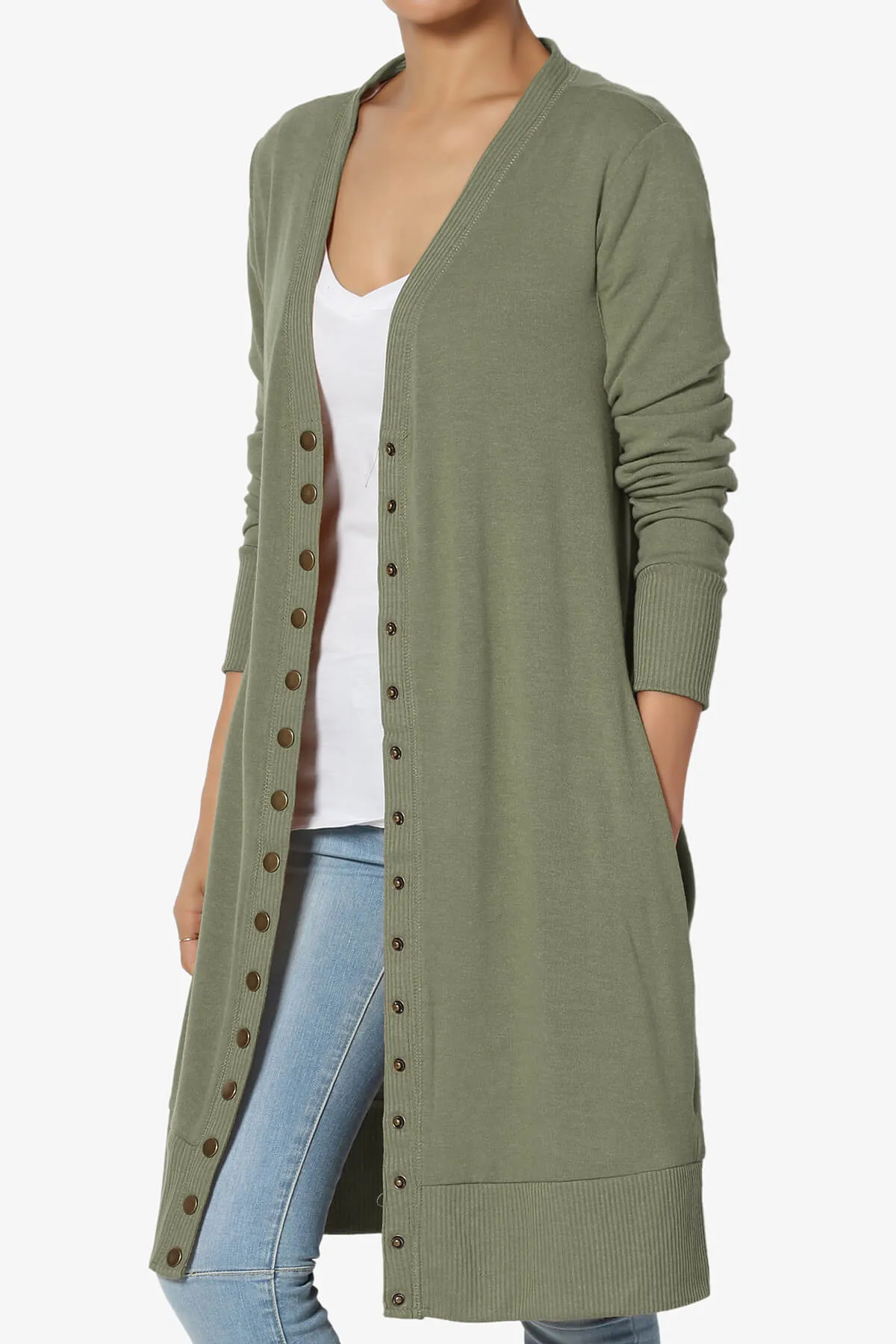 Braeden Snap Button Long Cardigan