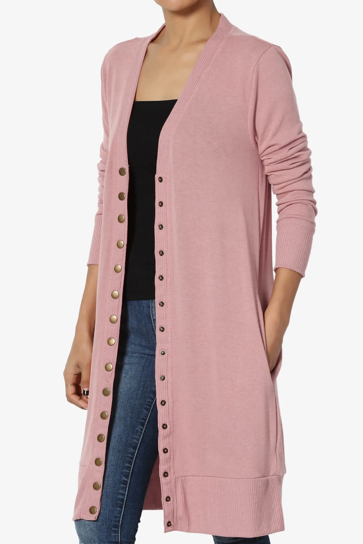 Braeden Snap Button Long Cardigan