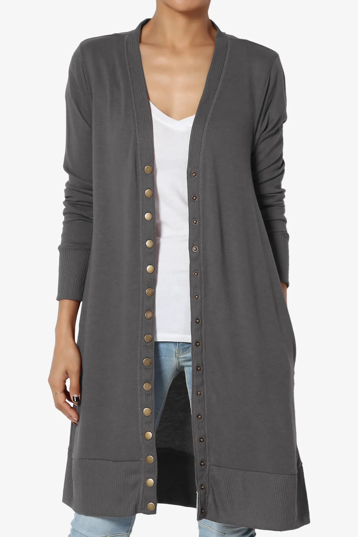 Braeden Snap Button Long Cardigan