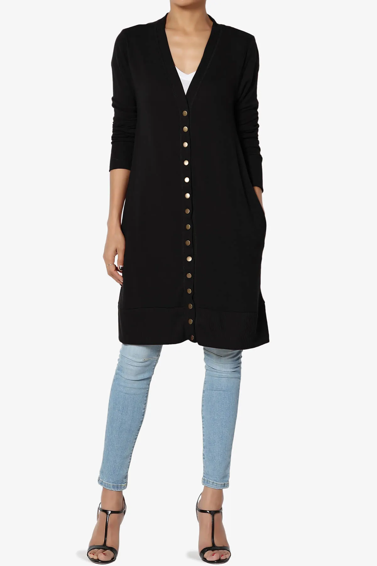 Braeden Snap Button Long Cardigan