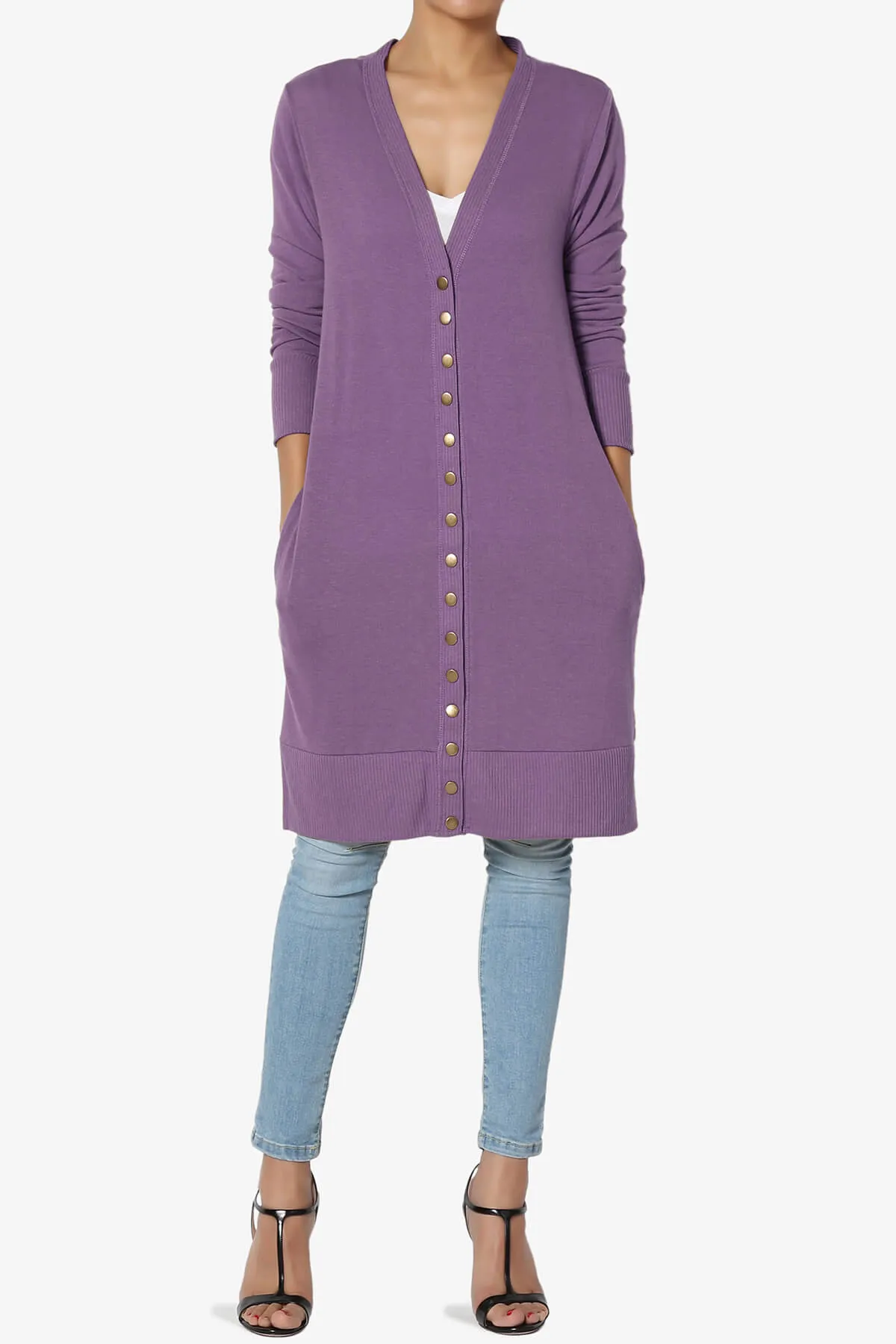 Braeden Snap Button Long Cardigan