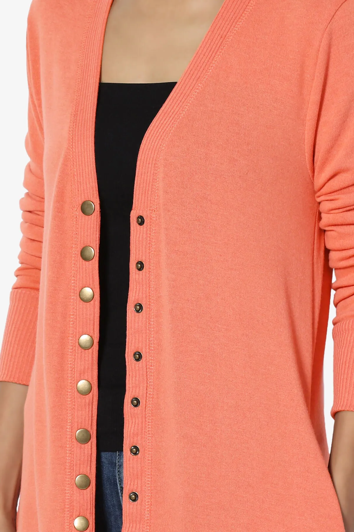 Braeden Snap Button Long Cardigan