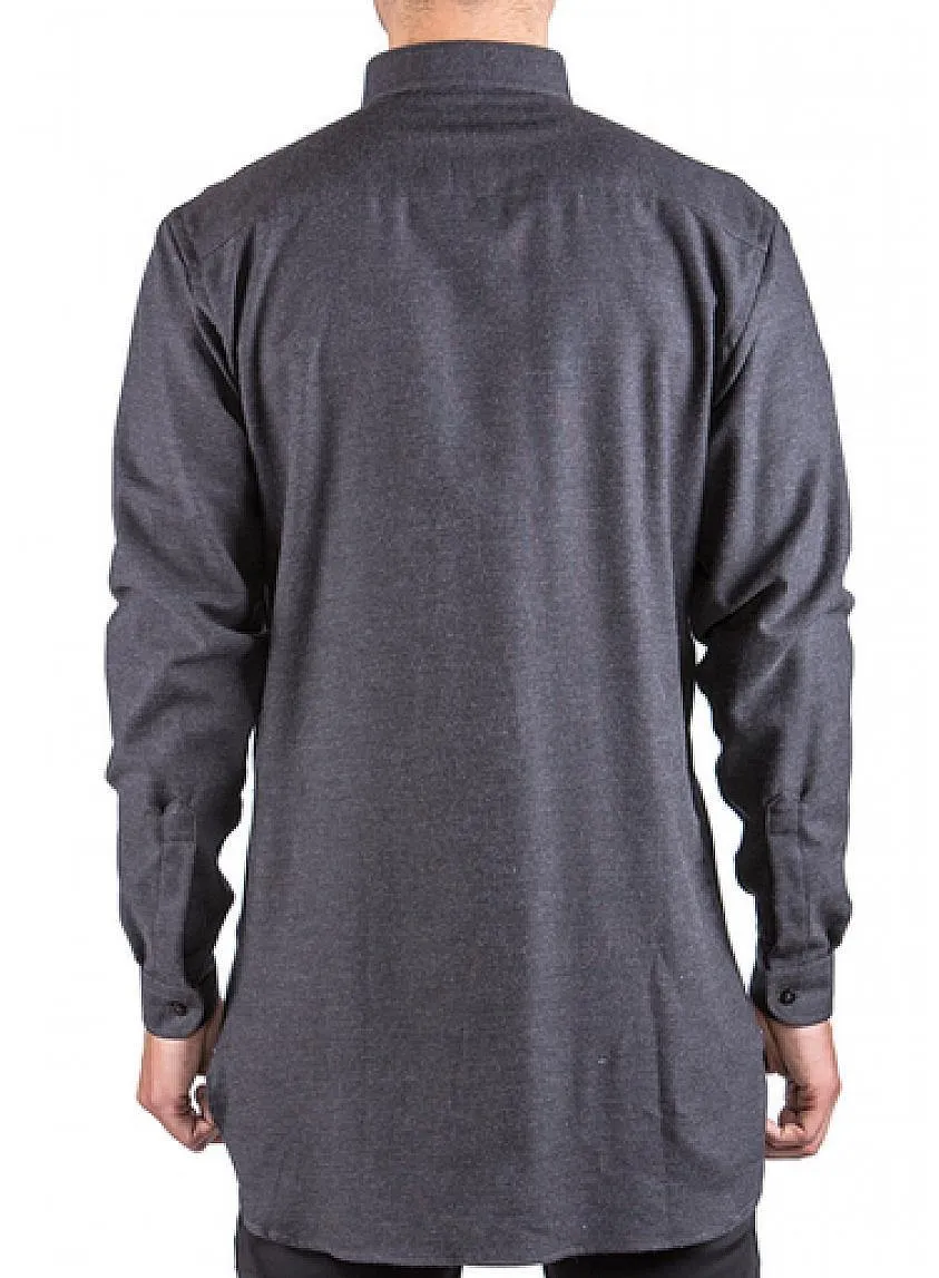 Brushed Twill Long Sleeve Buttondown Shirt Charcoal