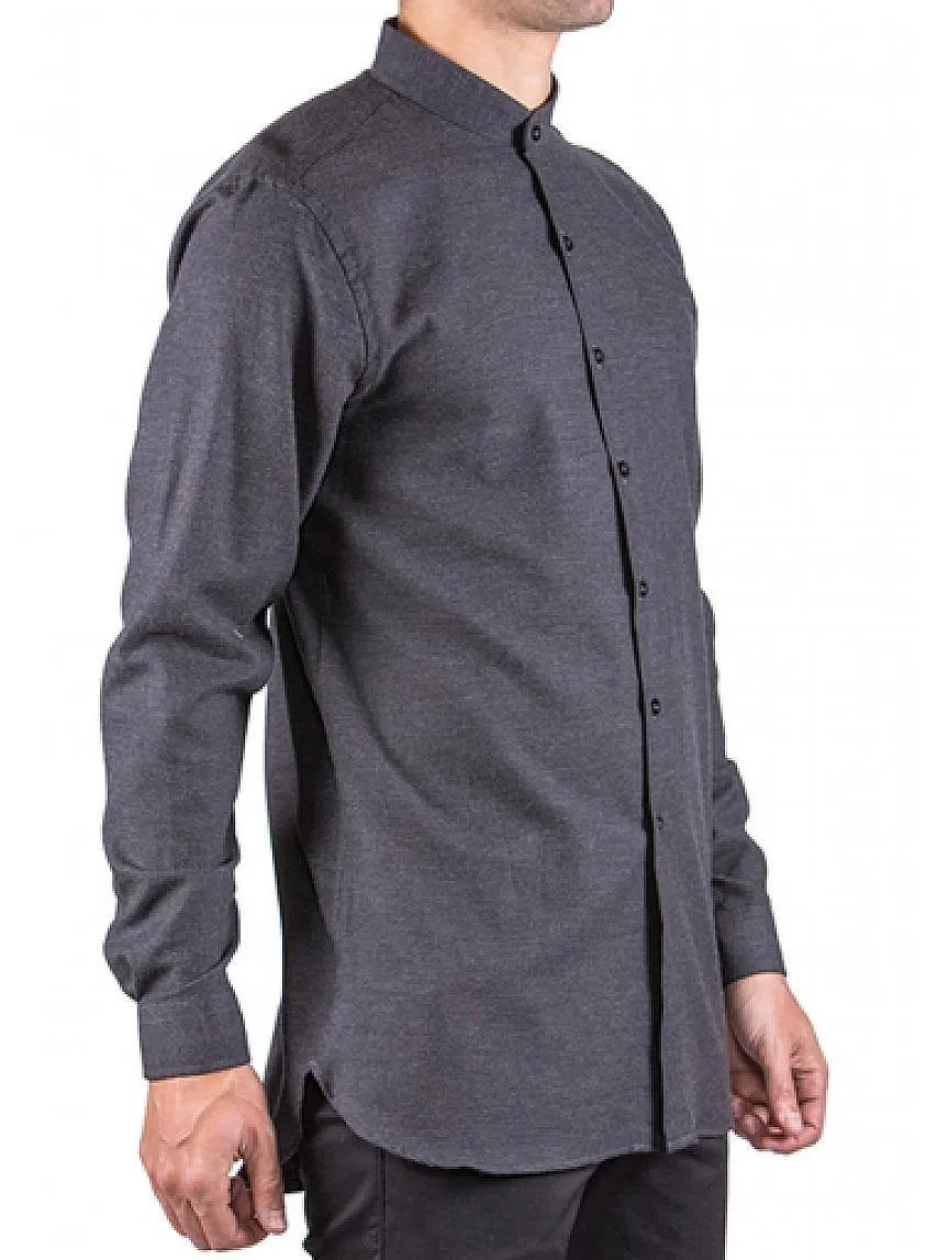 Brushed Twill Long Sleeve Buttondown Shirt Charcoal