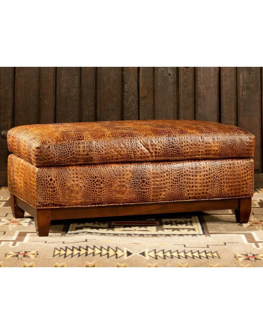 Caden Croc Leather Ottoman