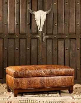 Caden Croc Leather Ottoman