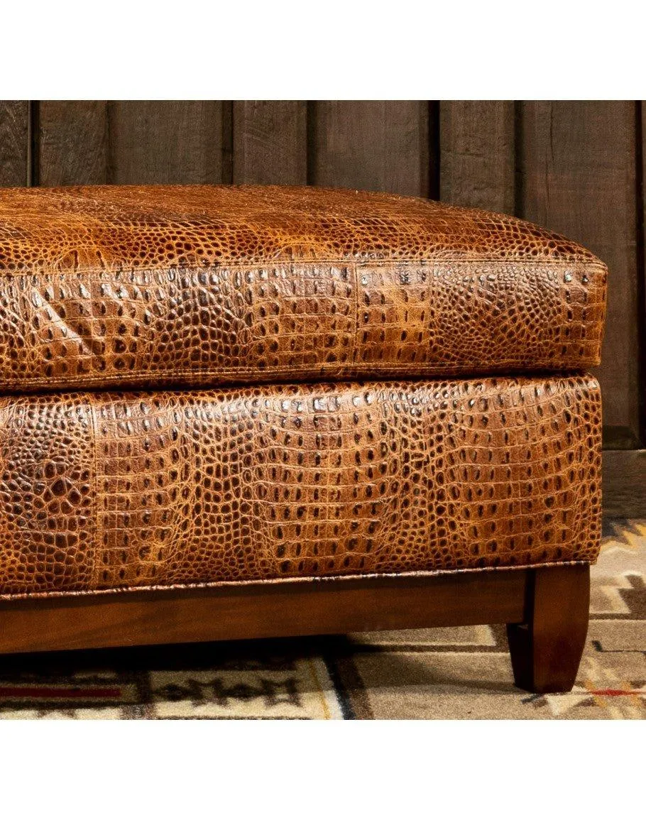 Caden Croc Leather Ottoman