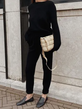 Casual Long-sleeved Round Neck Knitted Two-piece Suit
