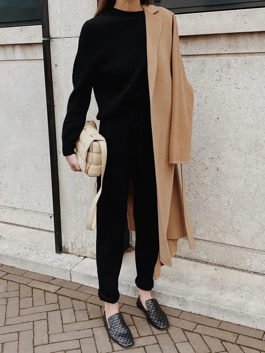 Casual Long-sleeved Round Neck Knitted Two-piece Suit