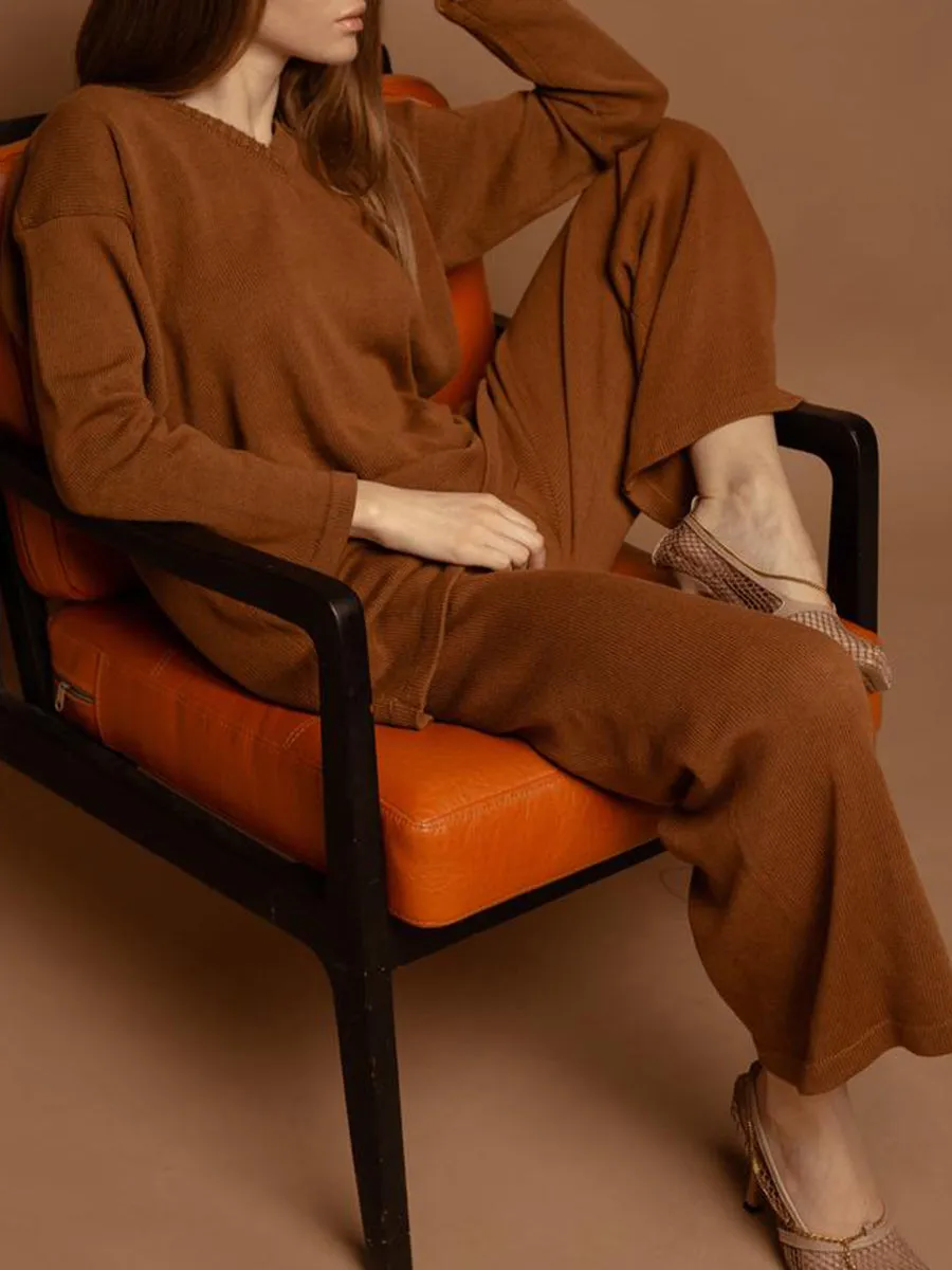 Casual Loose V-neck Long-sleeved Autumn and Winter Suit