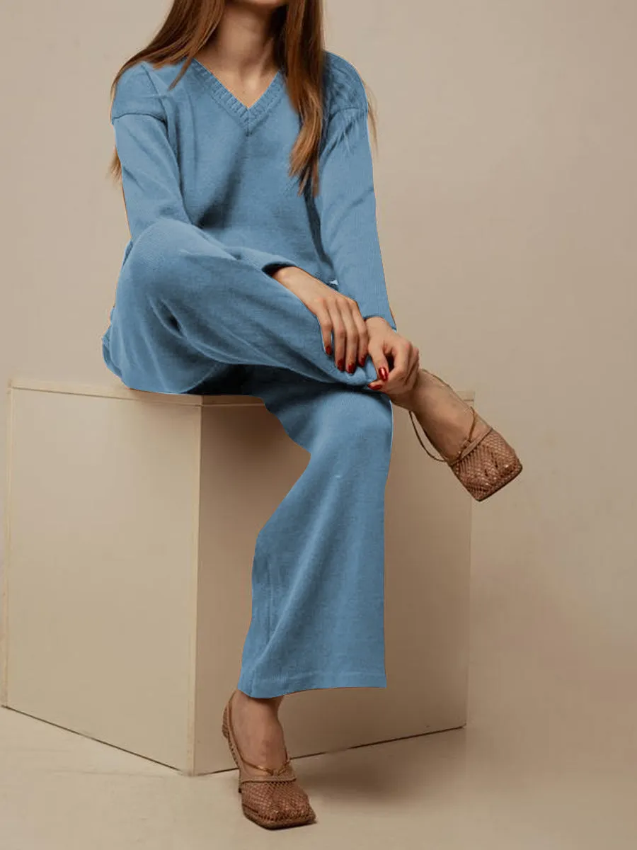 Casual Loose V-neck Long-sleeved Autumn and Winter Suit
