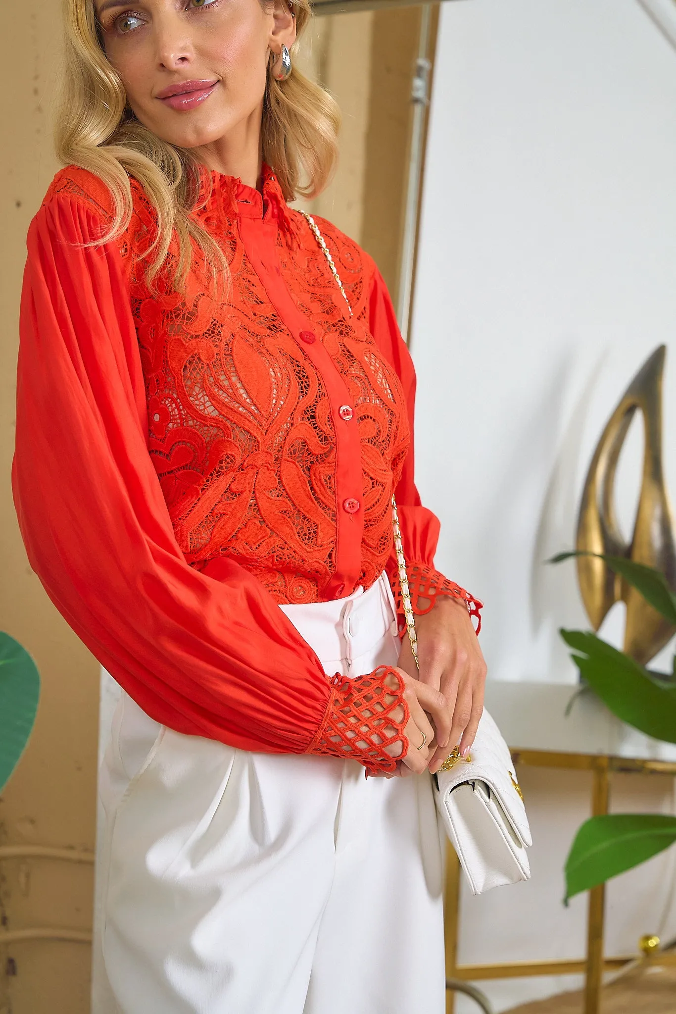 Collared Lace Top