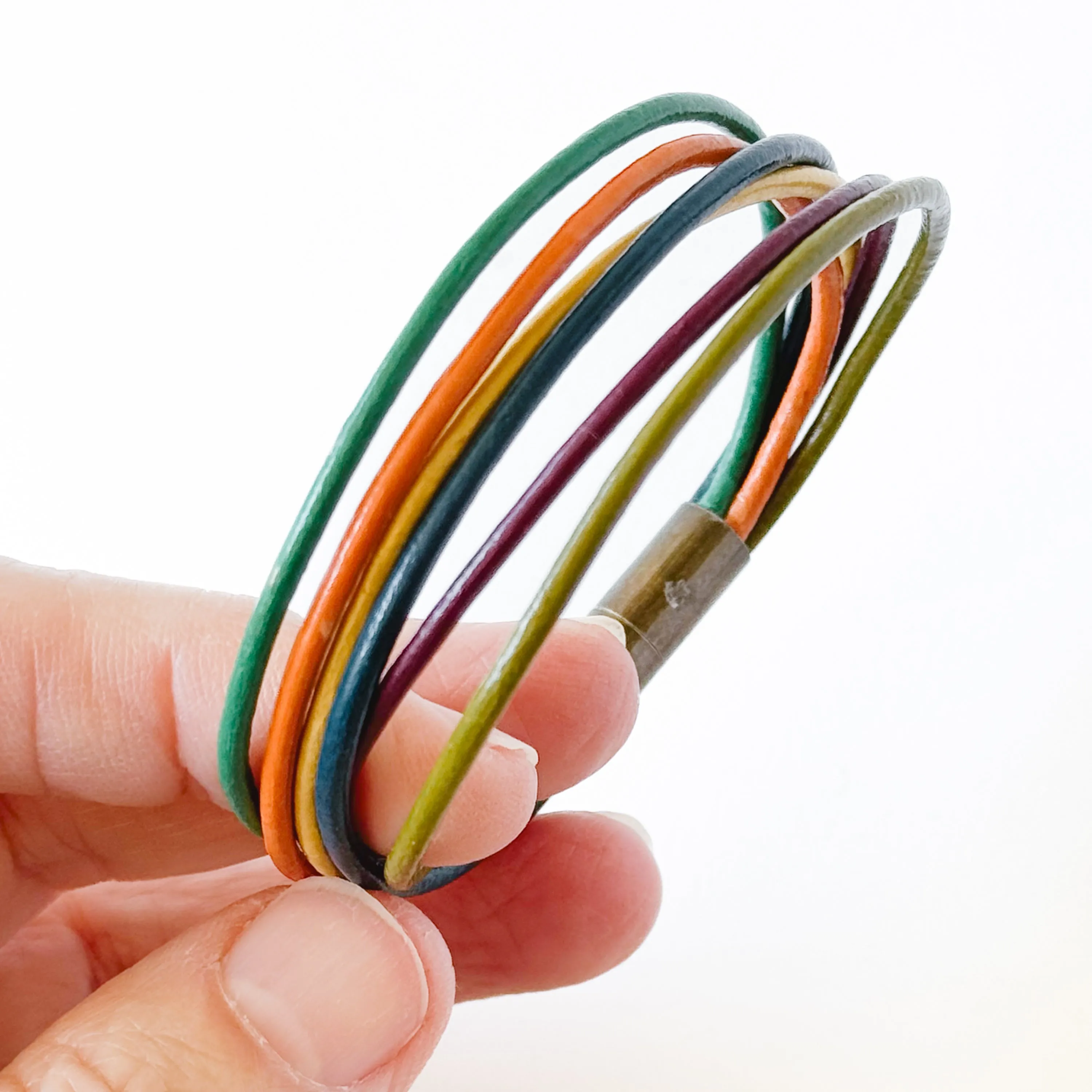 Colorful  Magnetic Leather Stacking Bracelet- WS