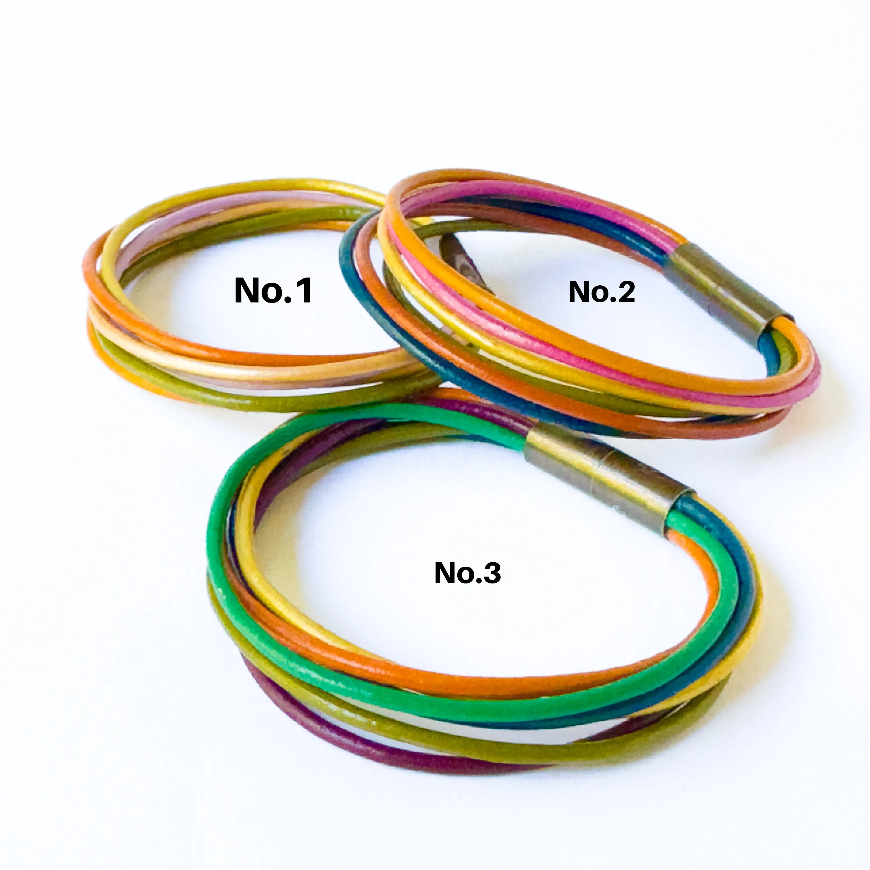 Colorful  Magnetic Leather Stacking Bracelet- WS