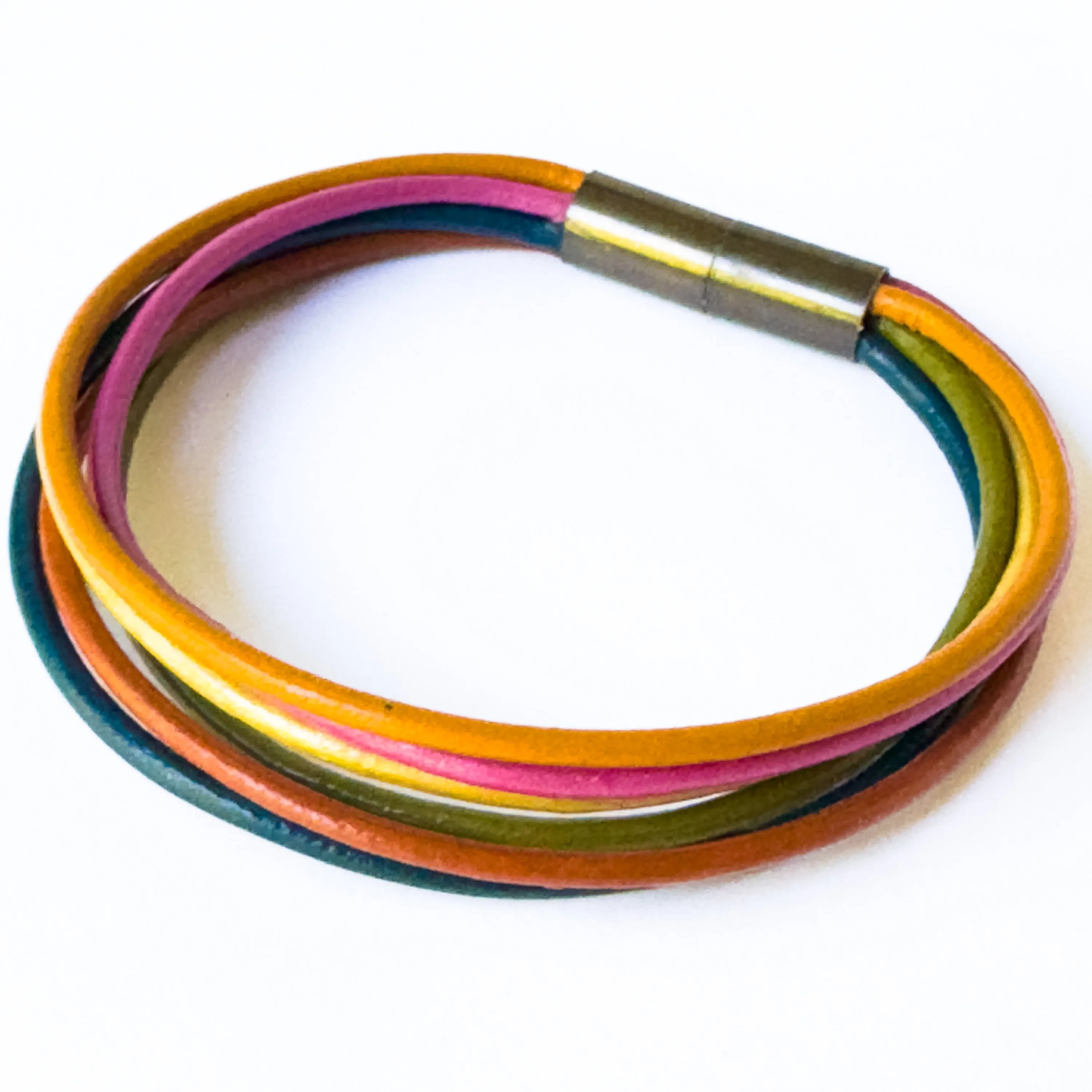 Colorful  Magnetic Leather Stacking Bracelet- WS