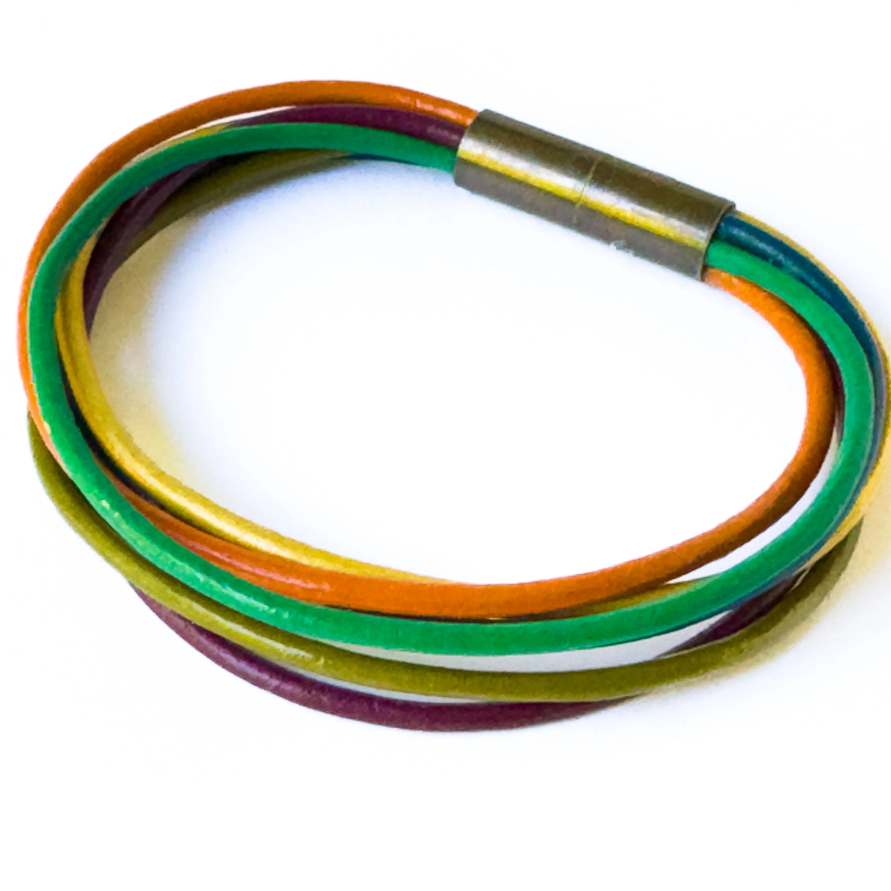 Colorful  Magnetic Leather Stacking Bracelet- WS