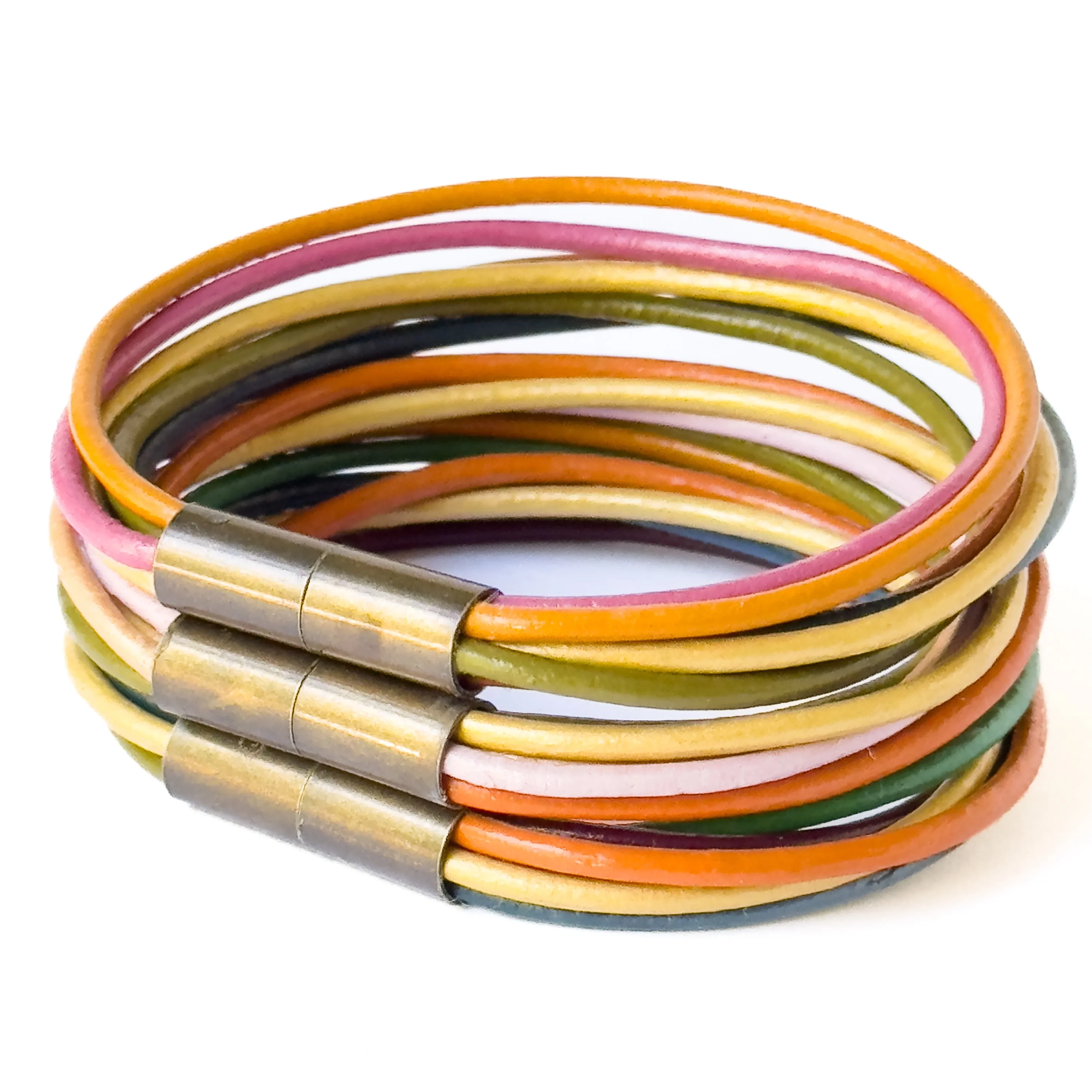 Colorful  Magnetic Leather Stacking Bracelet- WS
