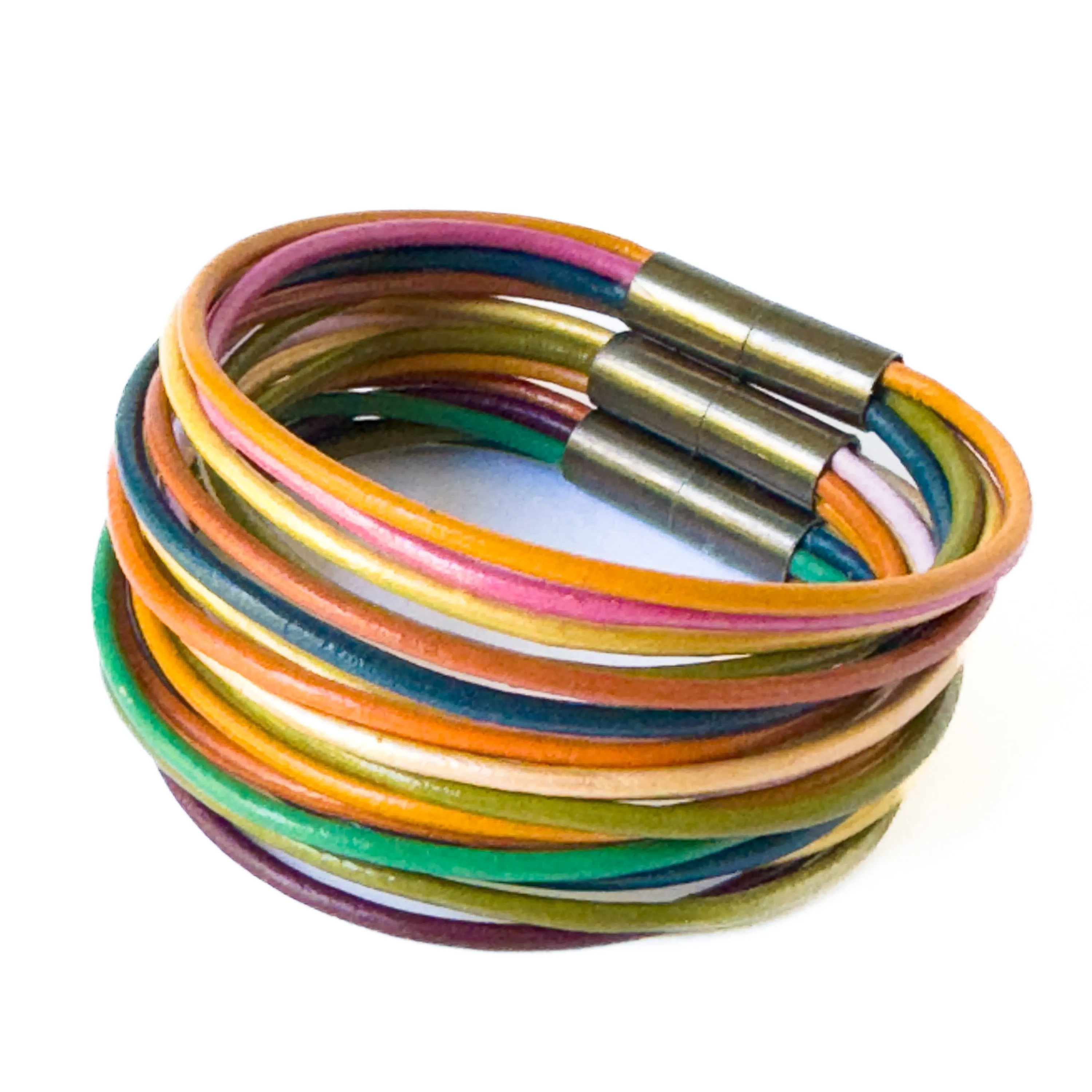 Colorful  Magnetic Leather Stacking Bracelet- WS
