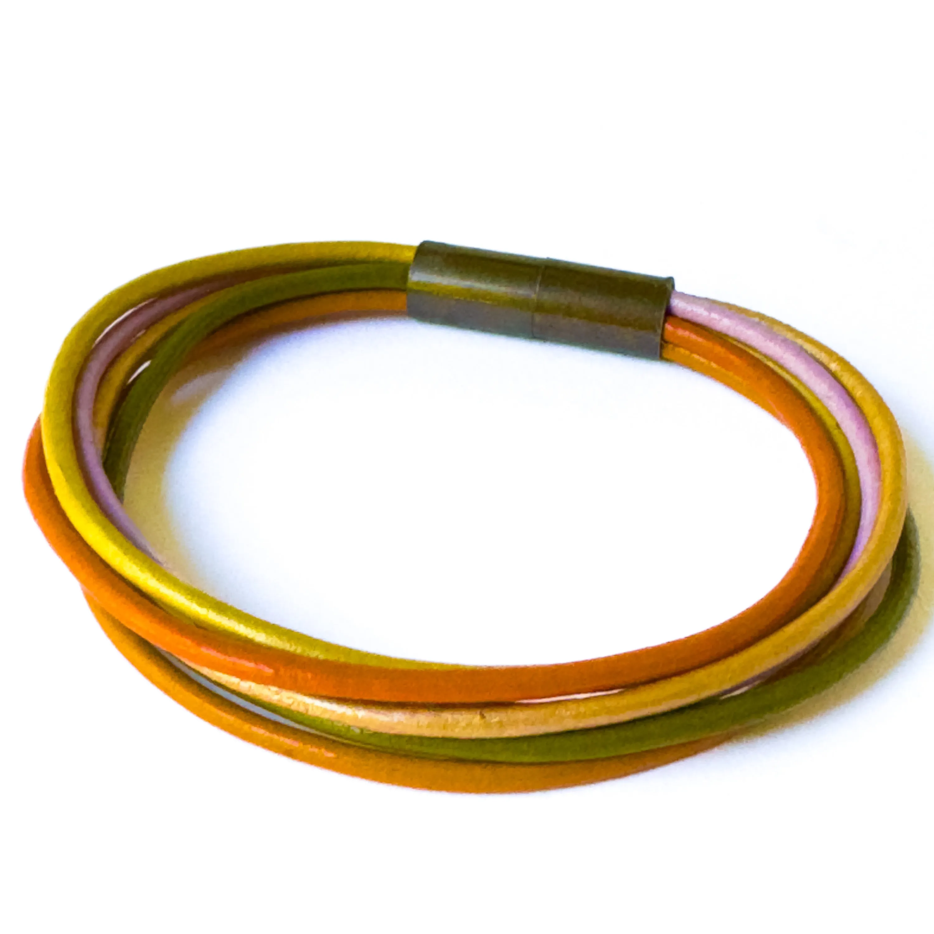 Colorful  Magnetic Leather Stacking Bracelet- WS