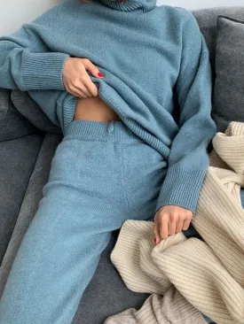 Cosy Turtleneck Knit Two-Piece Suit