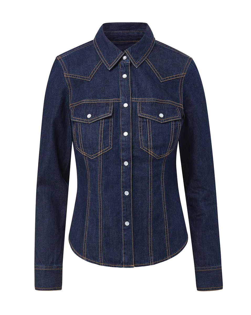 Crawford Yoked Chambray Top
