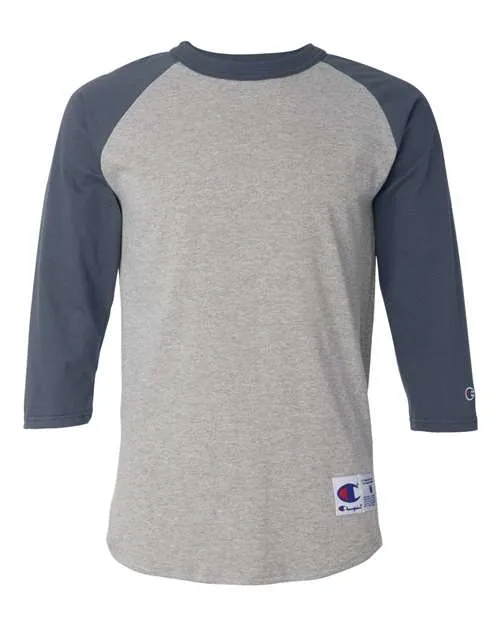 Custom Embroidered - Champion - Three-Quarter Raglan Sleeve Baseball T-Shirt - T137