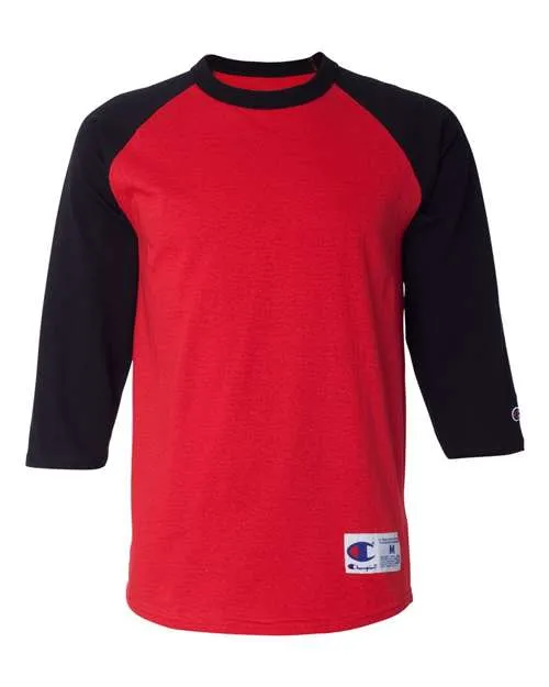 Custom Embroidered - Champion - Three-Quarter Raglan Sleeve Baseball T-Shirt - T137