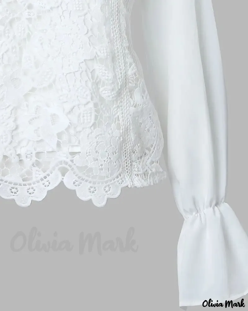 Deanwangkt - Long sleeve lace shirt with ruffle hem