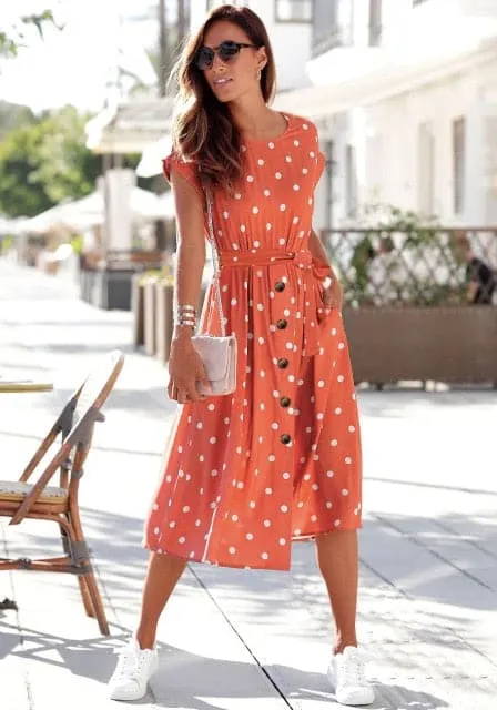 DressBetty - Summer Fashion O Neck Print Polka Dot Dresses