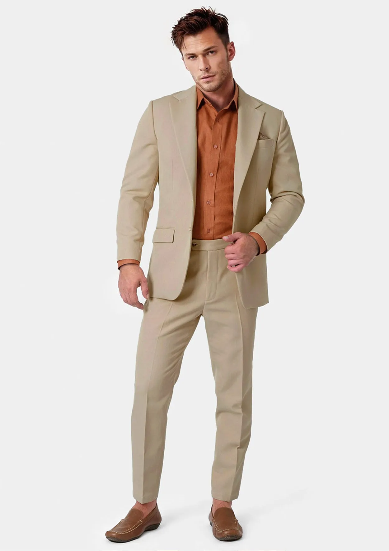 Ellis Dune Beige Cotton Suit