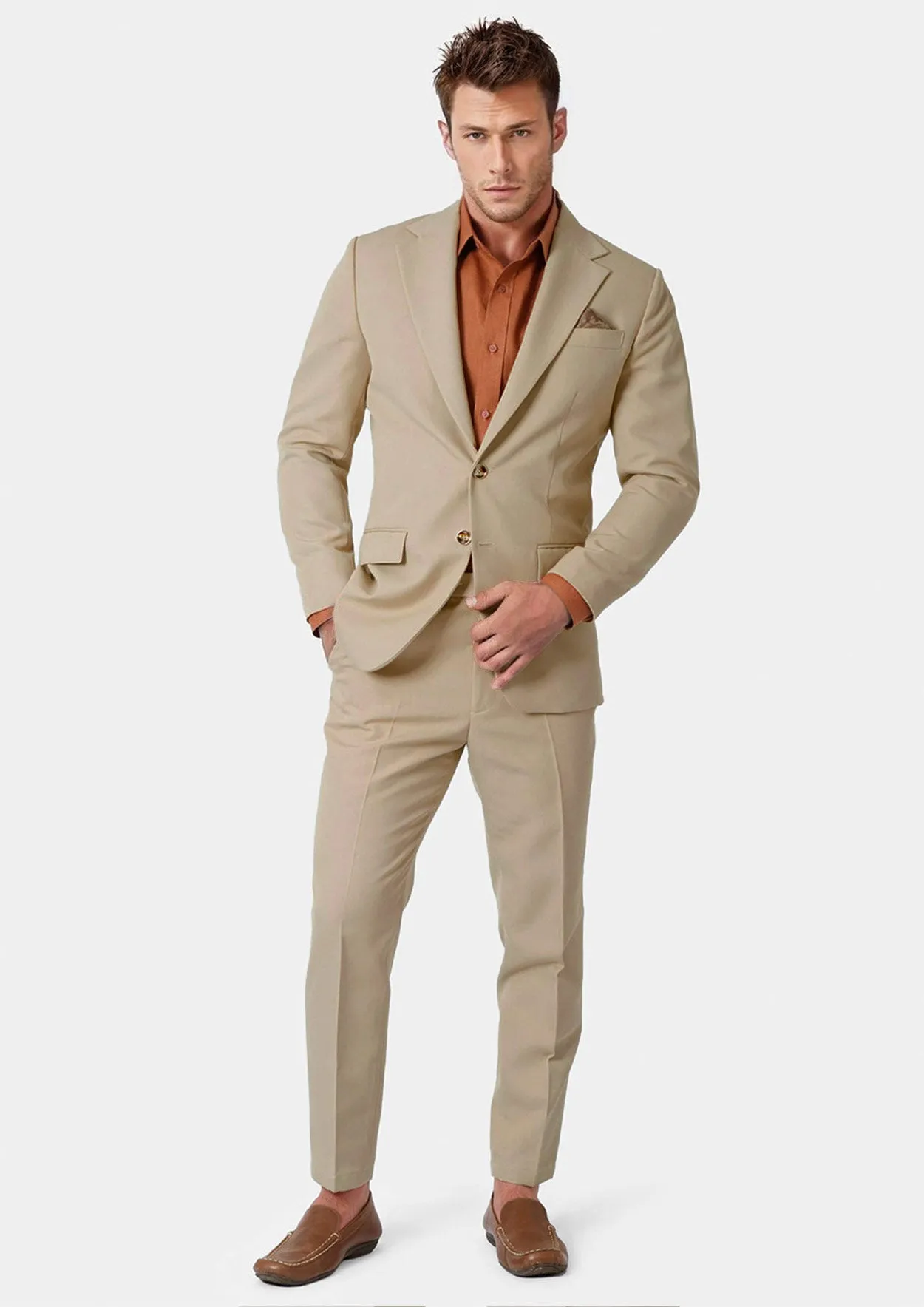 Ellis Dune Beige Cotton Suit
