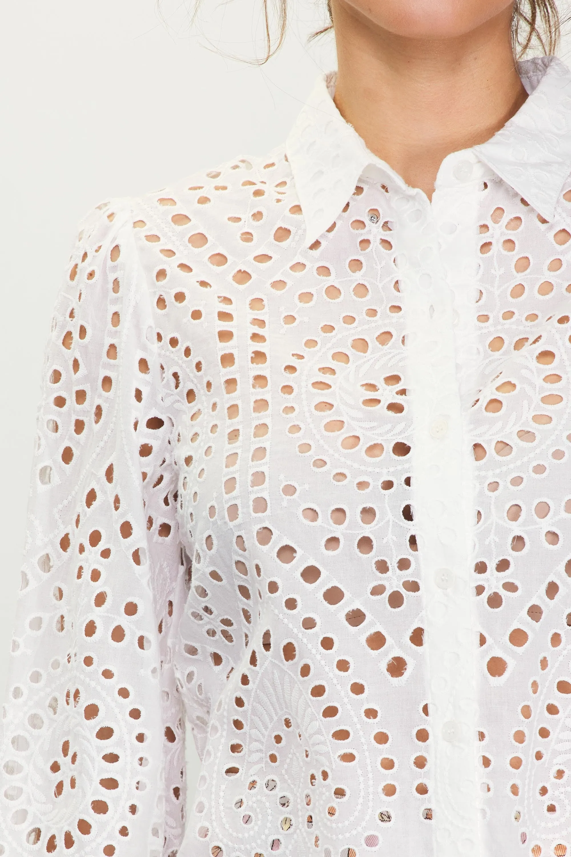 Eyelet Lace LS Blouse