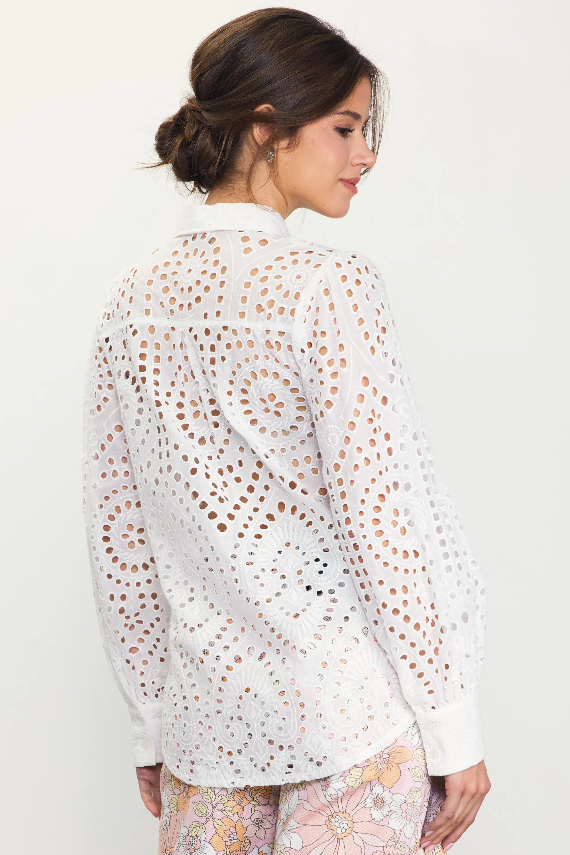 Eyelet Lace LS Blouse