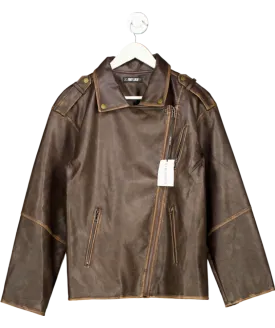 Fandy Lokar Brown Oversized Leather Look Jacket UK S