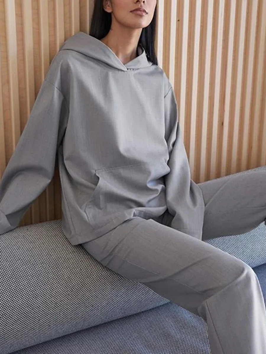 Fashion Casual Long-sleeved Hooded Loose Two-piece Suit