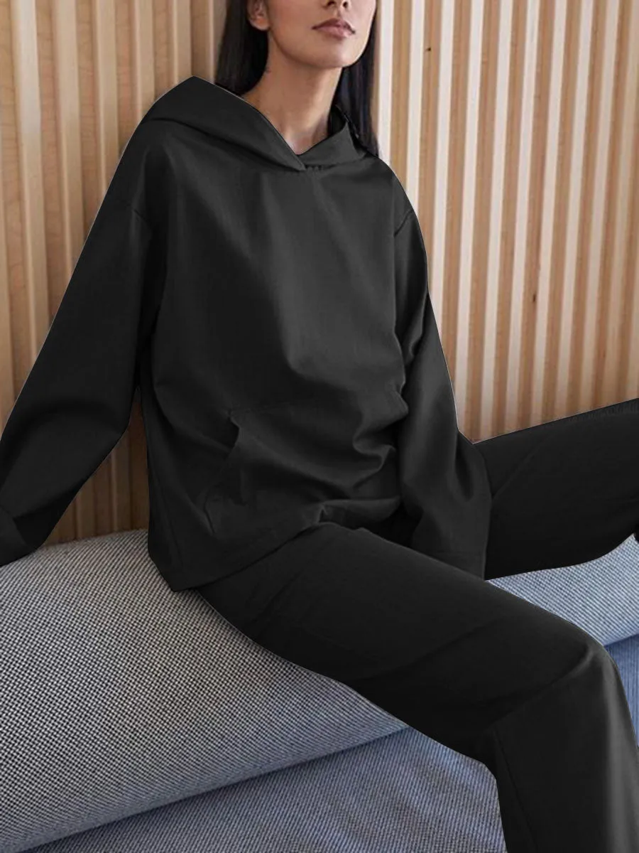 Fashion Casual Long-sleeved Hooded Loose Two-piece Suit