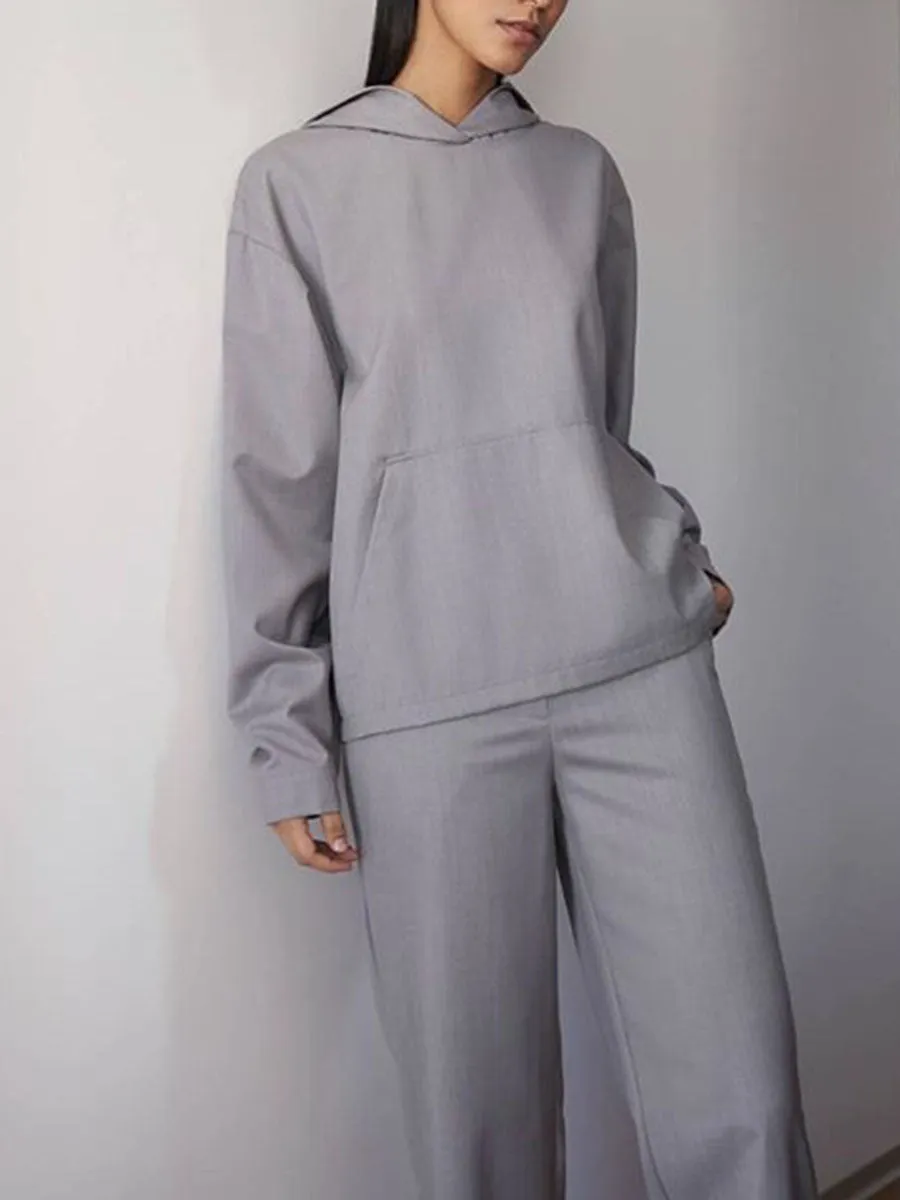 Fashion Casual Long-sleeved Hooded Loose Two-piece Suit