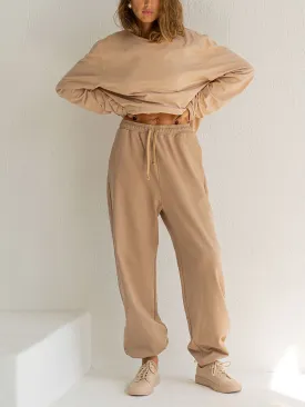 Fashion Casual Solid Color Loose Two-Piece Women'S Suit