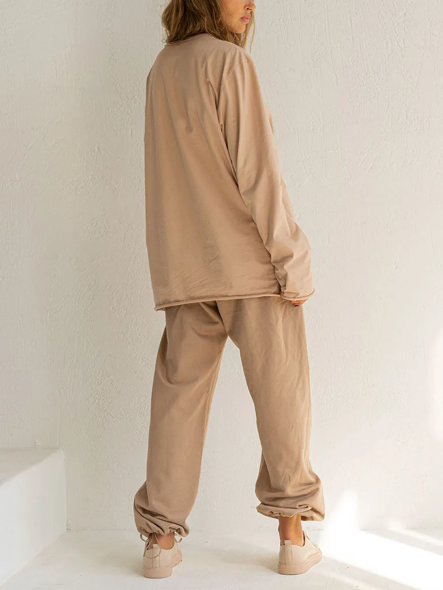 Fashion Casual Solid Color Loose Two-Piece Women'S Suit